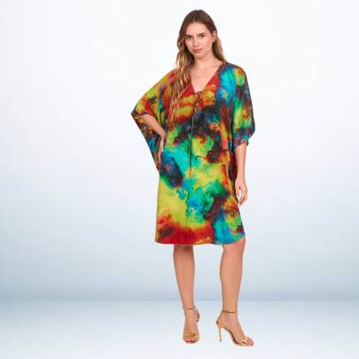 Multicolor Tie Dye Kaftan Tunic