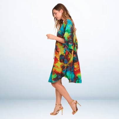 Multicolor Tie Dye Kaftan Tunic