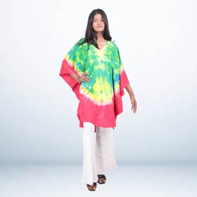 Multicolor Tie-Dye Short Kaftan for Women
