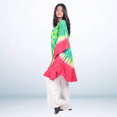 Multicolor Tie-Dye Short Kaftan for Women