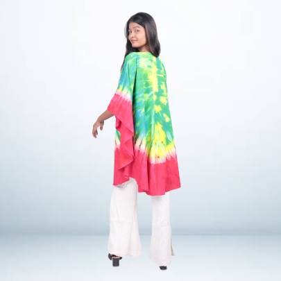 Multicolor Tie-Dye Short Kaftan for Women