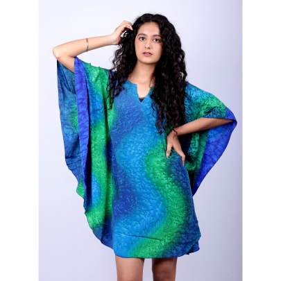 Ocean Ripple Tie Dye Kaftan Tunic