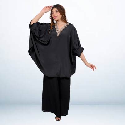 Onyx Charm Embellished Kaftan Pant Set 