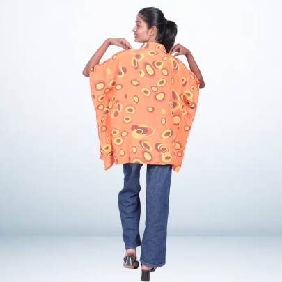 Orange Abstract Print Short Kaftan Tunic