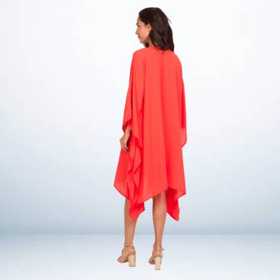 Orange Embroidered Short Kaftan