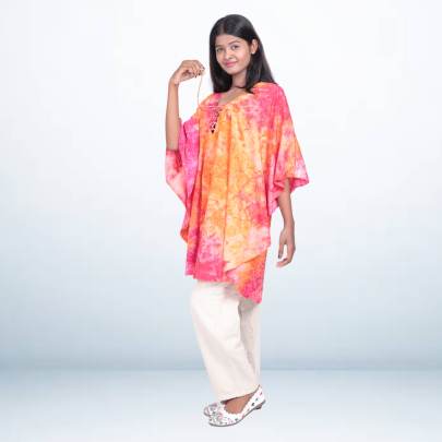 Orange   Pink Tie Dye Kaftan 