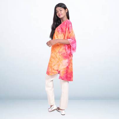 Orange   Pink Tie Dye Kaftan