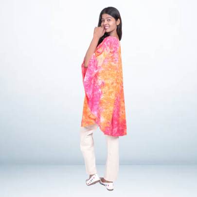 Orange   Pink Tie Dye Kaftan