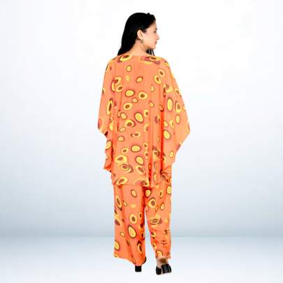 Orange Polka Dot Kaftan Pant Cord set