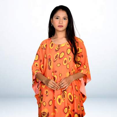 Orange Polka Dot Kaftan Pant Cord set
