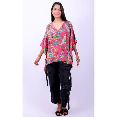Paisley Print Short Kaftan Top