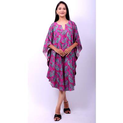 Paisley Printed Knee Length Kaftan 