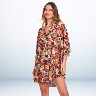 Paisley Super soft Fabric Short Kaftan tunic