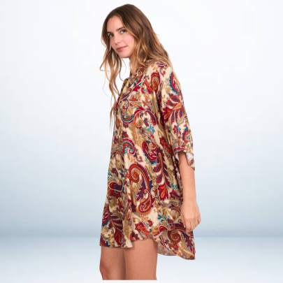 Paisley Super soft Fabric Short Kaftan tunic