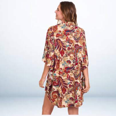 Paisley Super soft Fabric Short Kaftan tunic