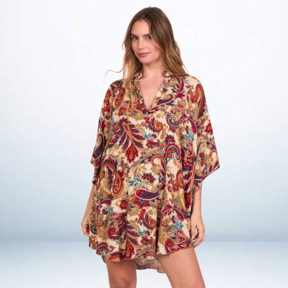 Paisley Super soft Fabric Short Kaftan tunic