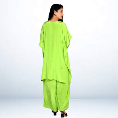 Parrot Green Embroidered Kaftan Pant