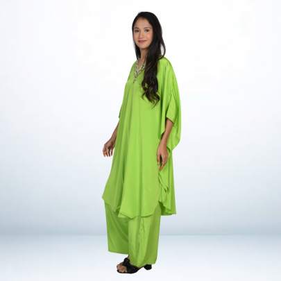 Parrot Green Embroidered Kaftan Pant