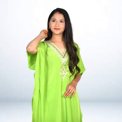 Parrot Green Embroidered Kaftan Pant