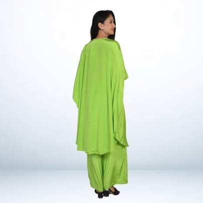 Parrot Green Embroidered Kaftan Pant