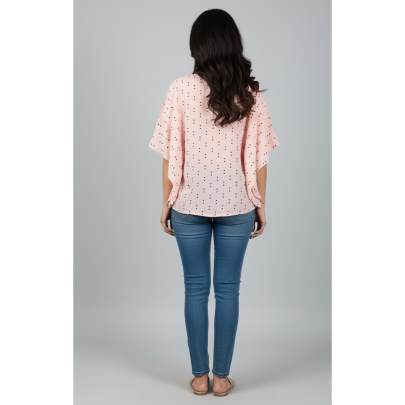 Pink Embroidered Kaftan-Style Top