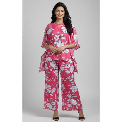 Pink Floral Printed Kaftan Co-ord Set