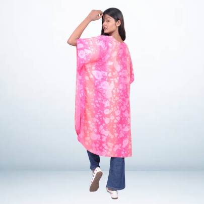 Pink Hand Tie-Dye Short Kaftan Tunic