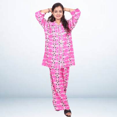 Pink Printed Shirt Pant Cord set