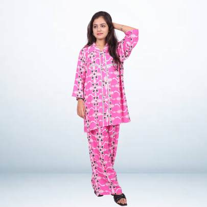 Pink Printed Shirt Pant Cord set