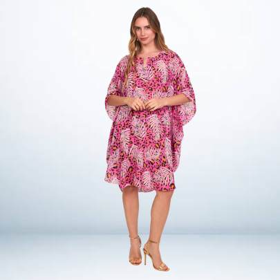 Pink printed short kaftan dress