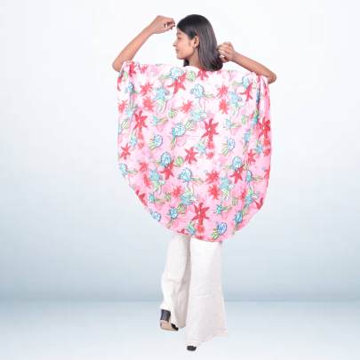 Pink Sea-Inspired Printed Short Kaftan