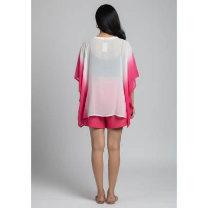 Pink & white ombré poncho Kaftan top