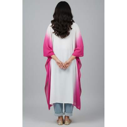 Pink & White Ombre Handwork Kaftan Dress