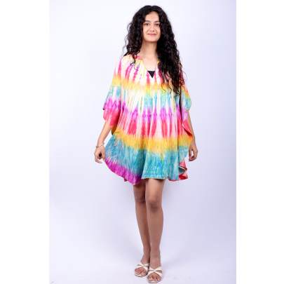 Rainbow Spiral Tie Dye Kaftan Tunic