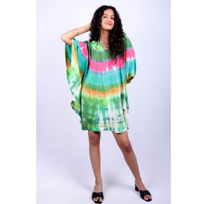 Rainbow Spiral Tie Dye Kaftan Tunic