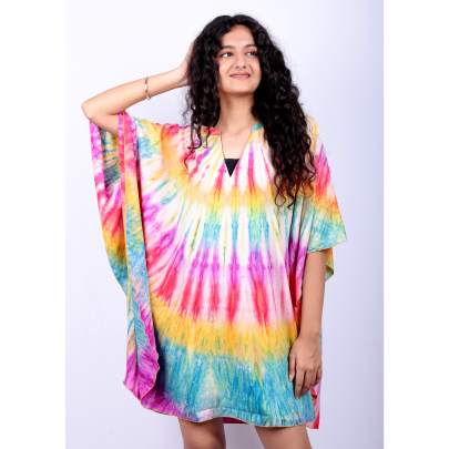 Rainbow Spiral Tie Dye Kaftan Tunic