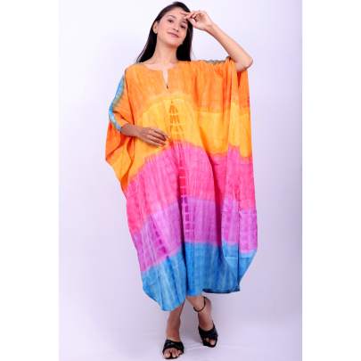 Rainbow Tie Dye Print Long Kaftan