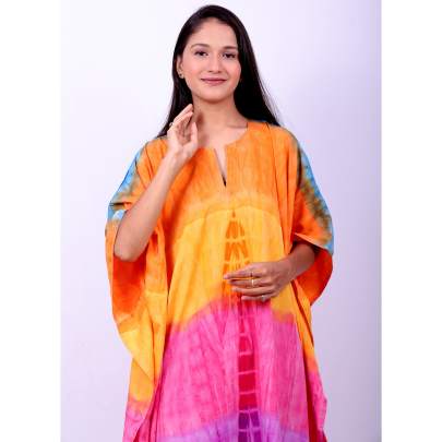 Rainbow Tie Dye Print Long Kaftan
