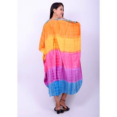 Rainbow Tie Dye Print Long Kaftan