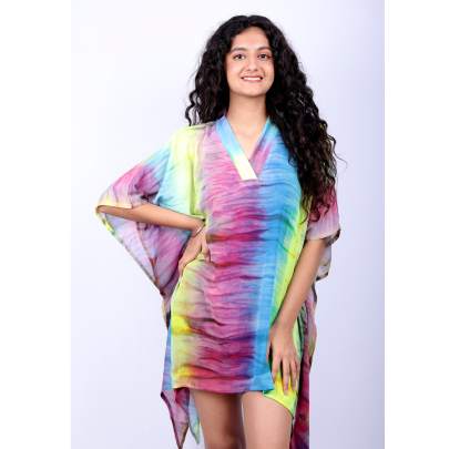 Rainbow Wave Tie Dye Kaftan Tunic