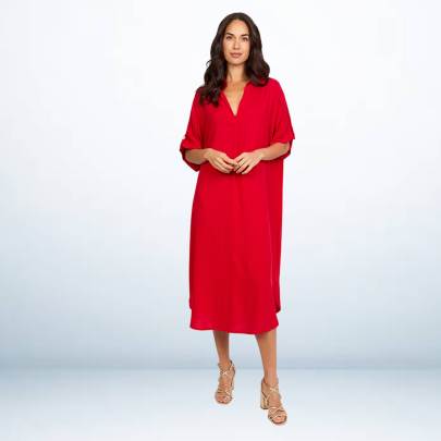 Rayon Long Collar Dress Kaftan