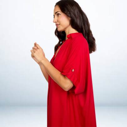 Rayon Long Collar Dress Kaftan