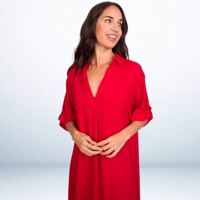 Rayon Long Collar Dress Kaftan