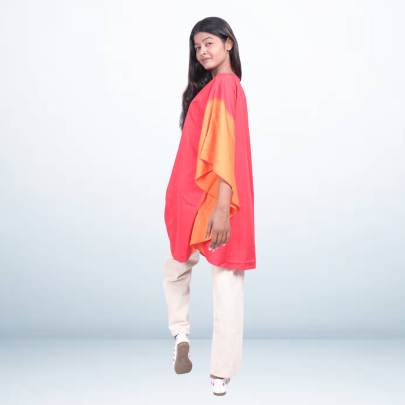 Red Three-Tone Kaftan Cover-Up