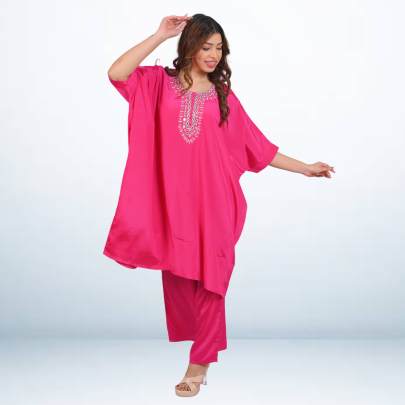 Rose Embellished Kaftan Pant Set 