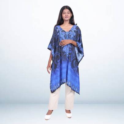 Royal Blue Digital Printed Short Kaftan Tunic