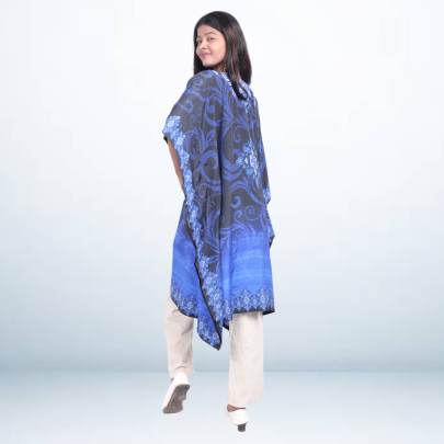 Royal Blue Digital Printed Short Kaftan Tunic