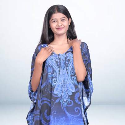 Royal Blue Digital Printed Short Kaftan Tunic