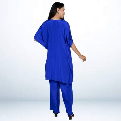 Royal Blue Embroidered Kaftan Pant Cord set