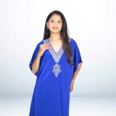 Royal Blue Embroidered Kaftan Pant Cord set